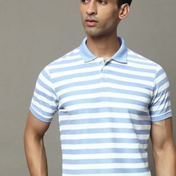 OGEN Men Striped Polo Collar Cotton T-Shirt-image-87