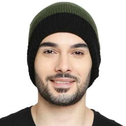Spykar Olive & Black Textured Beanies-42