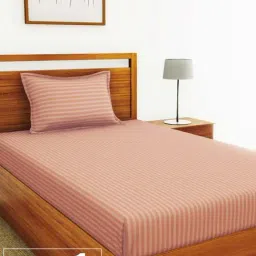 Bianca Hilton Nougat Cotton 210 TC Single Bedsheet with Pillow Cover and Pillow-image-39