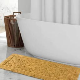 Saral Home KAKU Medallion Gold Cotton Antiskid Bath Runner-image-66
