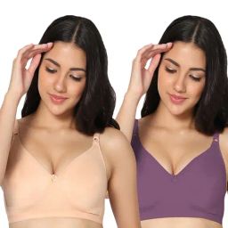 IN CARE Skin & Purple Full Coverage Non-Wired T-Shirt Bra - Pack of 2-image-3