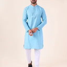 AURIK Men Solid Pure Cotton Kurta with Trouser-picture-35