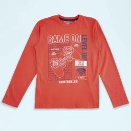 Pantaloons Junior Red Cotton Printed Full Sleeves T-Shirt-image-82