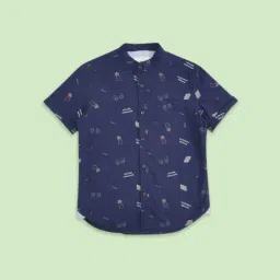 Pantaloons Junior Navy Cotton Printed Shirt-picture-46