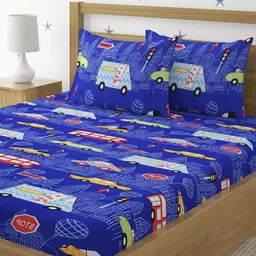 Myntra Elegant Homes Printed 300 TC Queen Bedsheet With 2 Pillow Covers-image-27