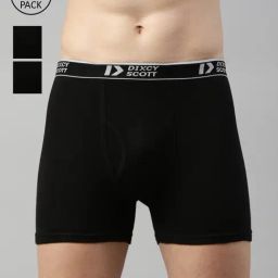 Dixcy Scott Originals Black Cotton Regular Fit Trunks - Pack Of 3-image-97