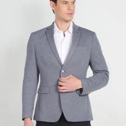 Arrow Grey Slim Fit Self Pattern Blazer-image-95