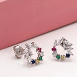 GIVA 92.5 Sterling Silver Rainbow Wreath Earrings for Women-image-25