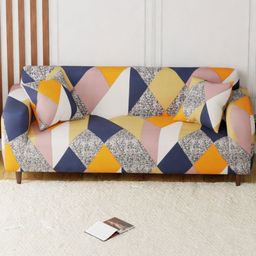 Lukzer Multicoloured Printed Polyester 1 Piece Sofa Cover With Arms-14
