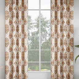 GM Rust & Cream-Coloured Set of 2 Ethnic Motifs Door Curtain-1
