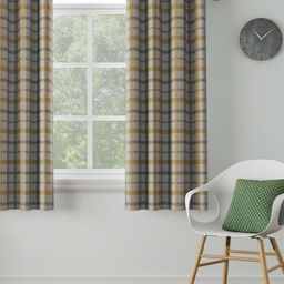 DDecor Yellow & Beige Checked Single Window Curtain-image-27