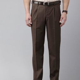 Van Heusen Men Self Design Textured Custom Fit Pleated Formal Trousers-image-97