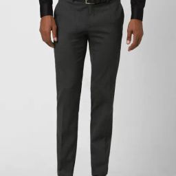 Peter England Dark Grey Slim Fit Texture Trousers-image-50