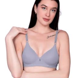 Spiaty Grey Blended Solid T-Shirt Bra-image-77