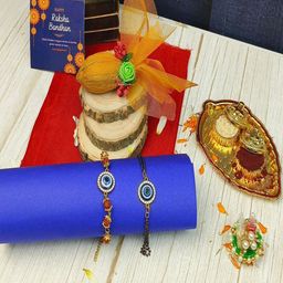 Craftlayout 6-Pcs Evil Eye Lumba Rakhi Ganesha Idol Greeting Card & Roli Chawal-image-87