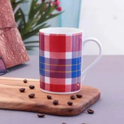 Clay Craft Red & Blue Ceramic Milk Mugs (330 ml) - Set of 1-2