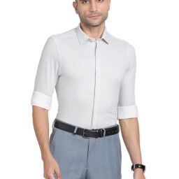 Turtle Grey Slim Fit Printed Shirts-image-4