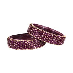 ZULKA Set of 2 Alloy Base Artificial Stone & Beads Work Bangles-36