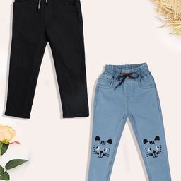 YK Girls Slim Fit High-Rise Light Fade Embroidered Jeans-image-83