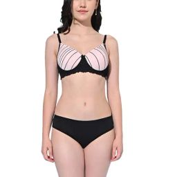 FIMS Baby Pink & Black Striped Bra Panty Set-image-129