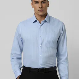 Van Heusen Men Spread Collar Vertical Striped Cotton Slim Fit Formal Shirt-picture-26