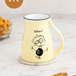 Clay Craft Fine Ceramic Jumble Printed Milk/Tea/Coffee Mugs - 2 Piece - 350 ml each - For Home/Office/Gifting Purpose-2