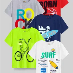 KUCHIPOO Boys Pack of 5 Printed T-shirts-image-46