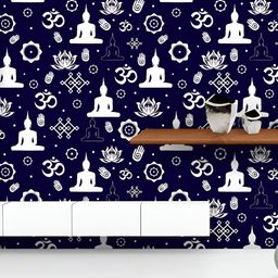 ArtzFolio Printed UV-Resistant Anti-Bacterial Buddhist Religious Sacred Symbols Peel & Stick Wallpaper-image-6