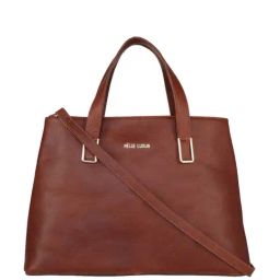 PELLE LUXUR Brown Solid Medium Tote Handbag-16