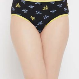 Clovia Black Printed Hipster Panty-image-52