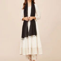 Fabindia Black Plain Stole-image-83