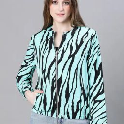 Oxolloxo Light Green & Black Print Bomber Jacket-picture-31