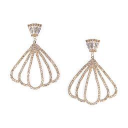 Rubans Rhodium Plated Cubic Zirconia Studded Fan-Shaped Dangle Earrings image 3