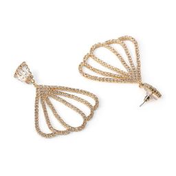 Rubans Rhodium Plated Cubic Zirconia Studded Fan-Shaped Dangle Earrings image 4