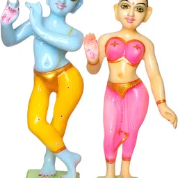 GW CREATIONS White & Green Radha Krishna Exquisite Marble Religious Idol Showpiece-image-79