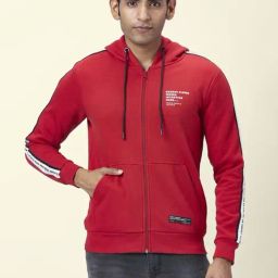 People by Pantaloons Red Regular Fit Printed Hooded Sweatshirt-picture-12