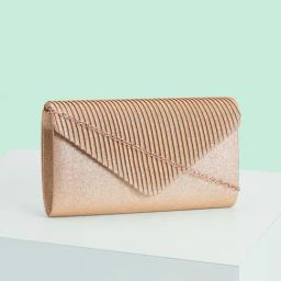 Forever Glam by Pantaloons Rose Gold Shimmer Medium Clutch-43