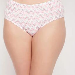 Clovia White Printed Hipster Panty-image-97