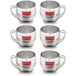 HAZEL Silver Stainless Steel Tea Coffee Cup - Set of 6-24