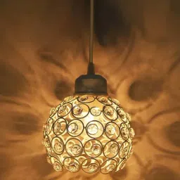 Homesake White Metal Matt Crystal Half Globe Hanging Light-image-13