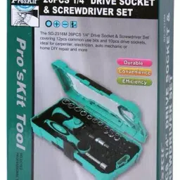 Pro'sKit 6.35 mm (1/4") Drive Socket & Screwdriver Set 26 Pcs SD-2316M-20