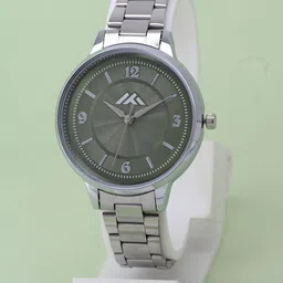 VIRAKTI Women Brass Dial & Stainless Steel Bracelet Style Straps Analogue Watch G-53-DARK GREEN-G-picture-9