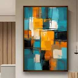 Artsense Yellow & Blue Canvas Abstract Wall Paintings-image-95