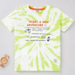 Ed-a-Mamma Kids Green & White Cotton Printed T-Shirt-picture-27