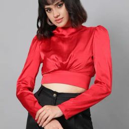 Kotty Red Regular Fit Crop Top-4