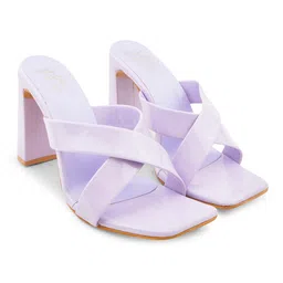 JM Looks Cross Strap Open Toe Block Heels image 2