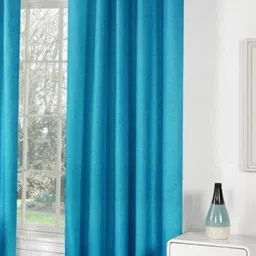 213 cm (7 ft) Polyester Semi Transparent Door Curtain (Pack Of 2) (Solid, Aqua)-image-80