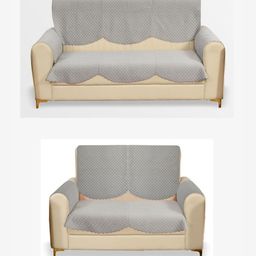 Fashion Throw Silver-Toned Solid Velvet Sofa Cover With Arms-picture-24