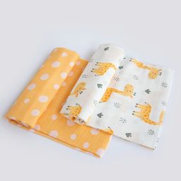 Yellow Doodle Organic Cotton Swaddle Wrappers Pack of 2 - Yellow-image-80