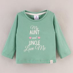 Ollypop Full Sleeves Cotton T-Shirt Text Print - Bamboo Green-image-37